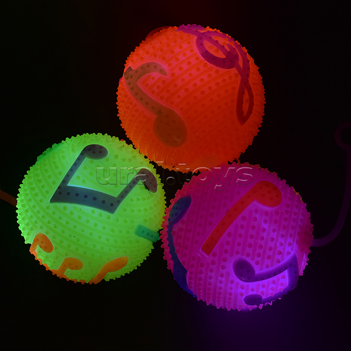 Мяч-ежик "Веселые нотки" со светом, (7,5 см) в коробке