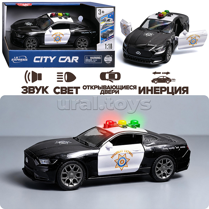 Машина "Городская полиция" 1:18 (свет, звук) в коробке