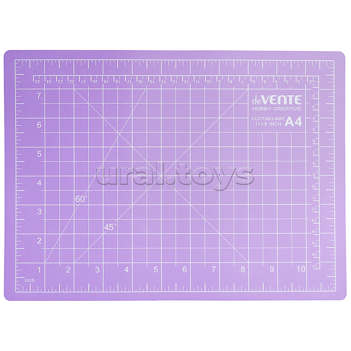 Коврик для резки A4 (30x22 см) "Hobby creative" непрорезаемый, толщина 3 мм, двухсторонний, трехслойный, лиловый
