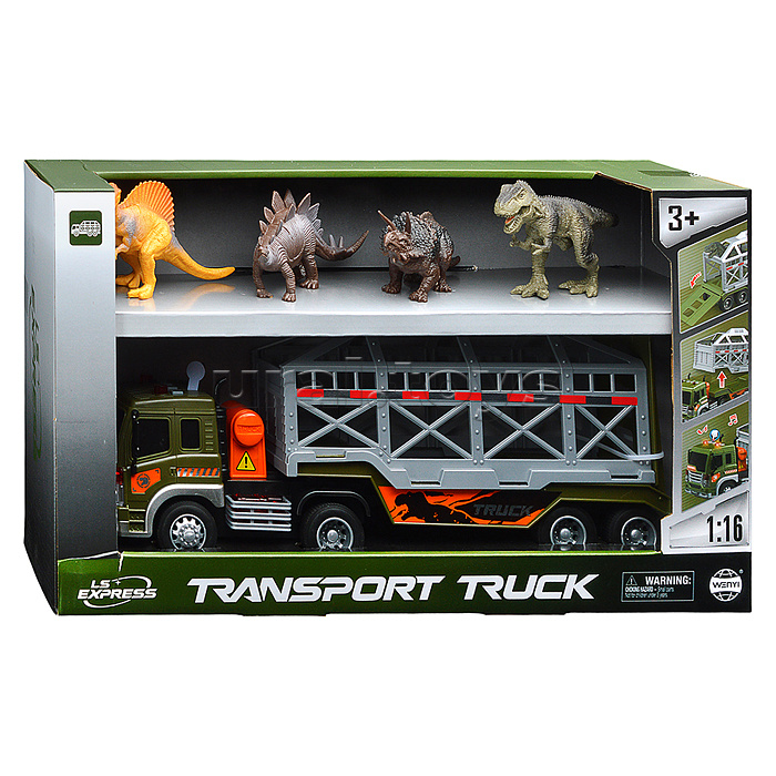 Машина "Дино перевозчик" 1:16 (свет, звук) в коробке