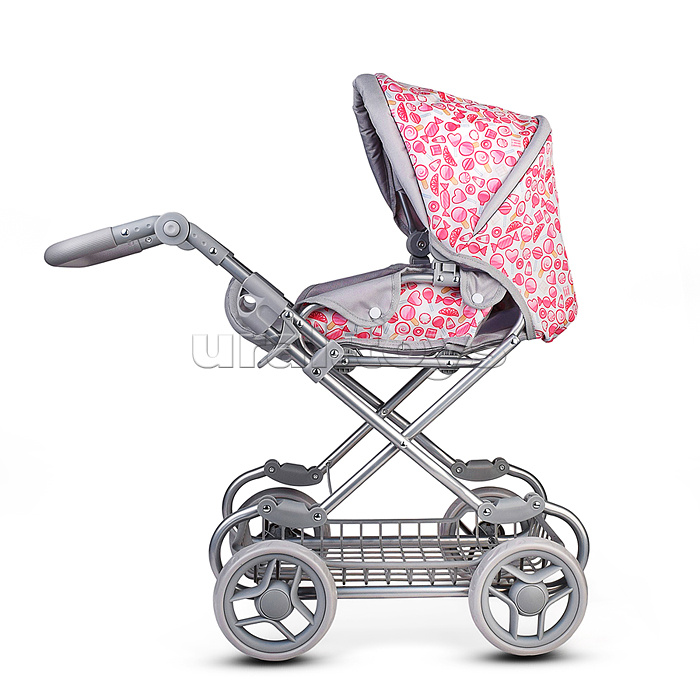 Коляская кукольная металлическая, с корзиной, принт сладости