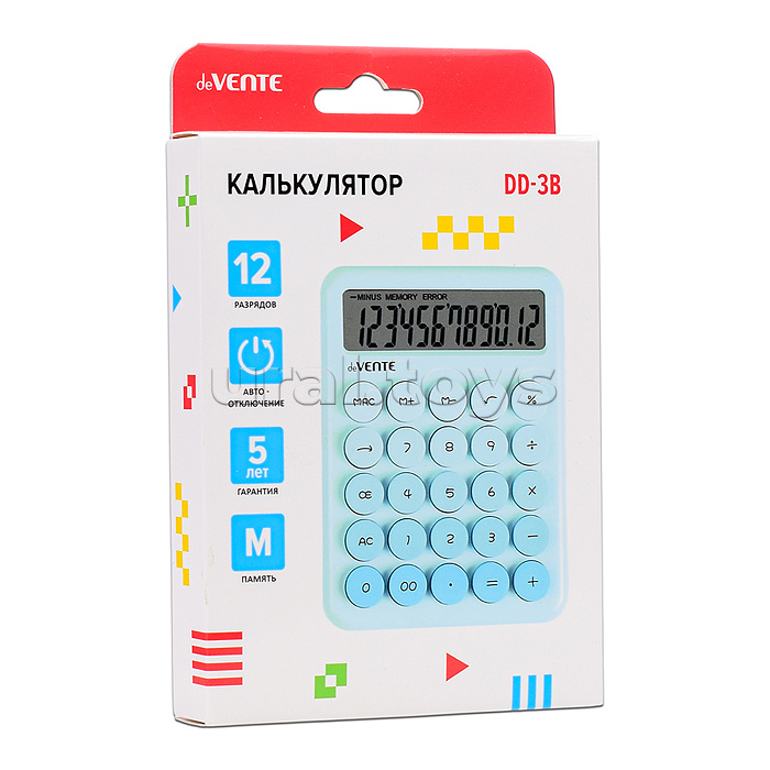 Калькулятор настольный DD-3, 105x145x20 мм, 8 разрядный, голубой деграде, в картонной коробке Калькулятор настольный DD-3, 105x145x20 мм, 8 разрядный, голубой деграде, в картонной коробке