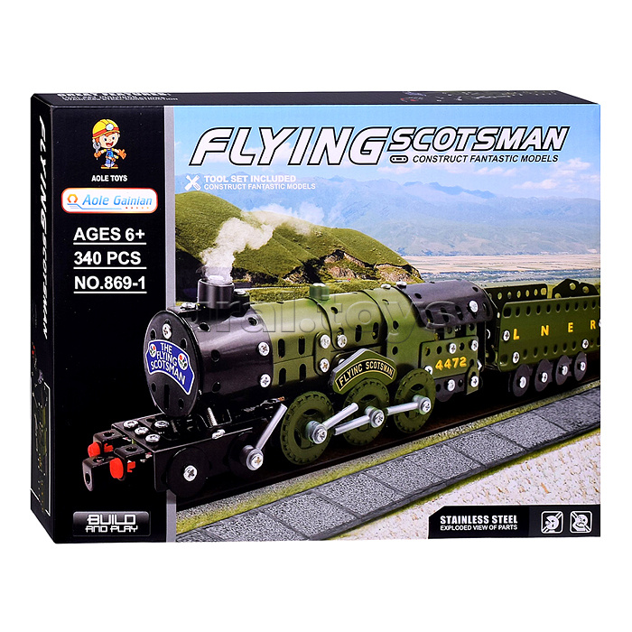 Конструктор "Железный поезд" (340 дет.) металл, в коробке