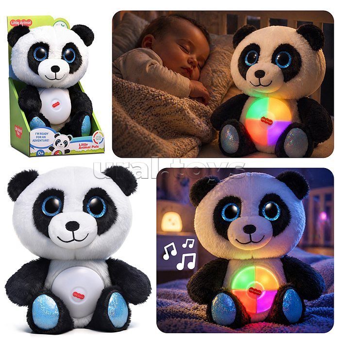 Медведь "Веселая пандочка" свет, звук, в коробке
