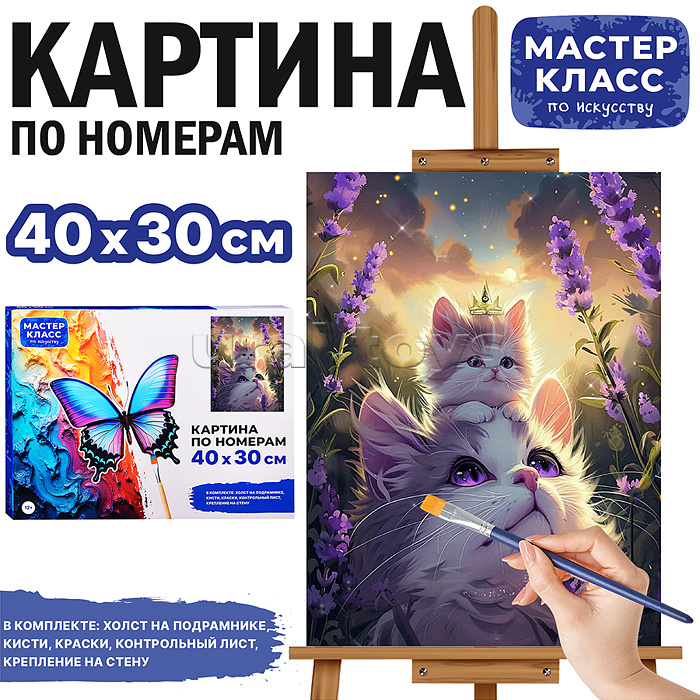 Набор для рисования "Картина по номерам 30х40 см. Мама кошка с котёнком" Набор для рисования "Картина по номерам 30х40 см. Мама кошка с котёнком"