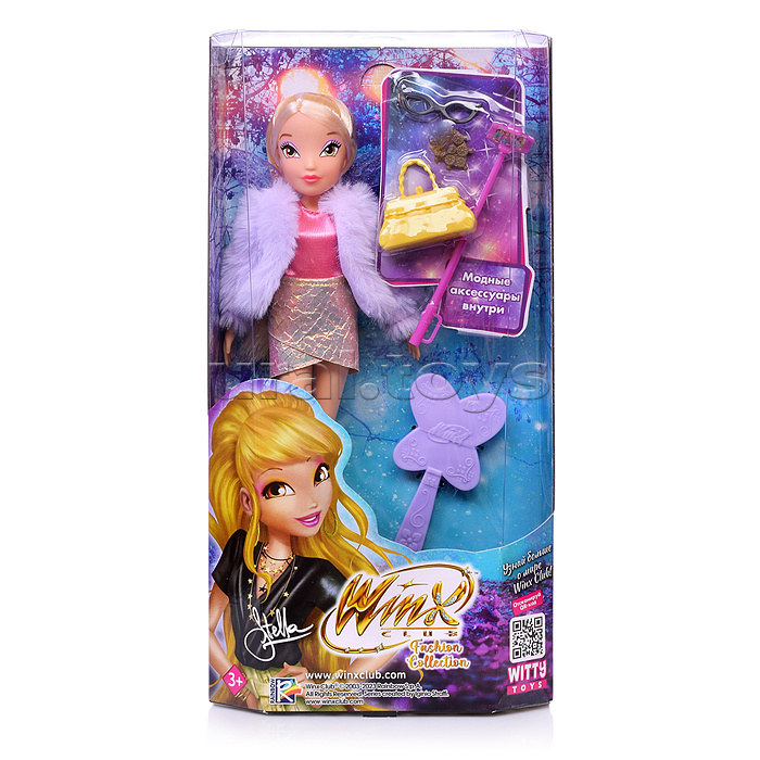 Шарнирная кукла Winx Club "Fashion" Стелла с крыльями и аксессуарами (6 шт.),  24 см