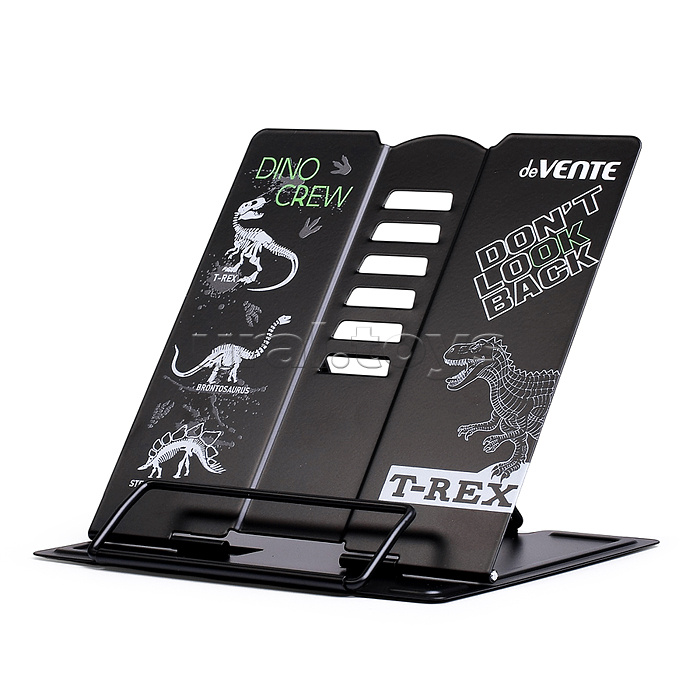 Подставка для учебников и книг "T-Rex" 15,4x15,2 см, металлическая окрашенная, вес 235 г, с противоскользящими ножками, с полноцветным рисунком, в пластиковом пакете с европодвесом