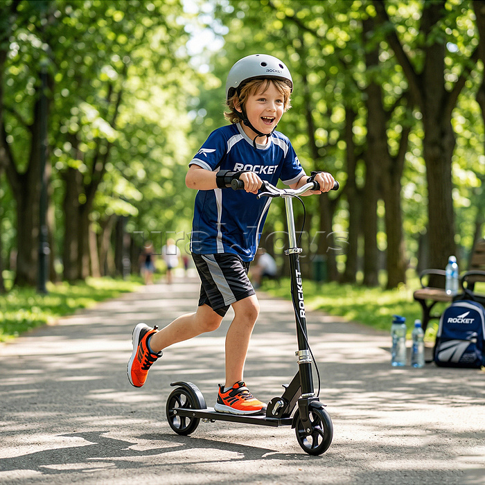 Самокат 2-х колесный ROCKET,колеса PU/ 145 мм,ABEC 7, черный (в пакете)