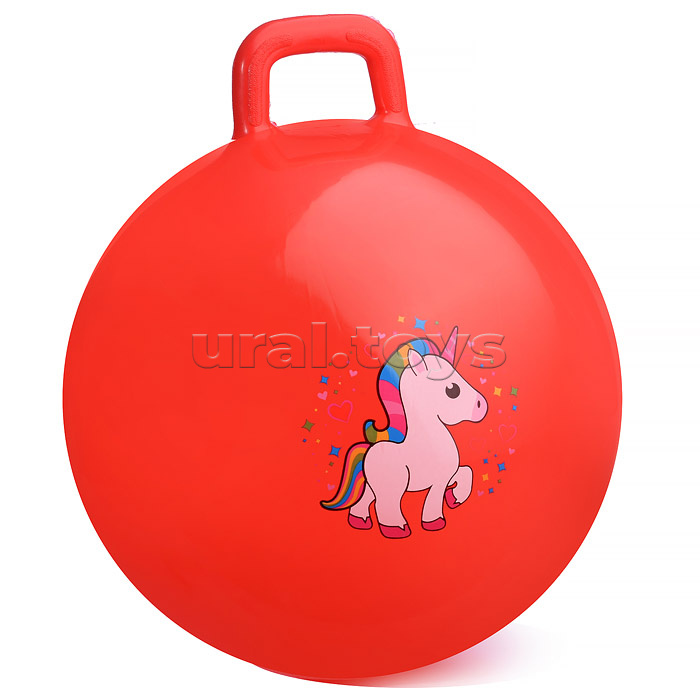 Мяч с ручкой 55см "Единорожка" (цвет в ассортименте)