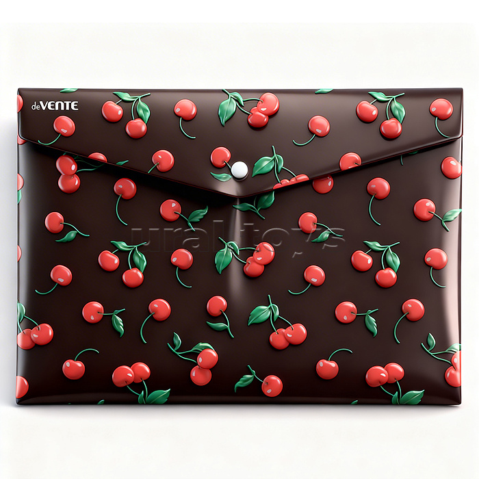 Папка-конверт на кнопке "Very Cherry" A4 (330x235 мм) 180 мкм, непрозрачная с рисунком, фактура песок, индивидуальная маркировка