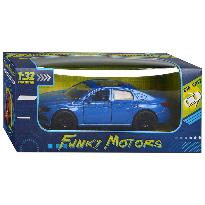 Синяя инерционная машинка с люком, die-cast, 1:32, открывающиеся двери