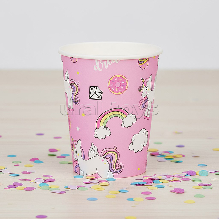 Набор посуды одноразовой "Сладость единорога" стаканы (10 шт.)