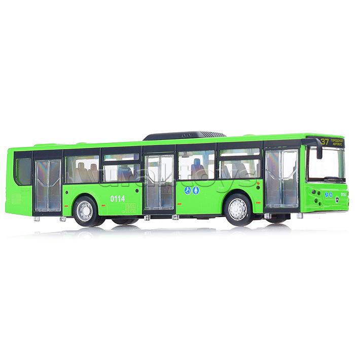 Модель металл Автобус ЛИАЗ-5292 18 см, (откр. двери, зеленый) инерц, в коробке