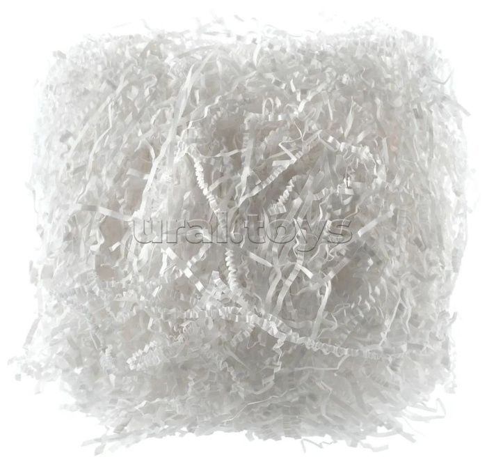 Наполнитель гофрированный бумажный для подарков 500 г, белая бумага, в пластиковом пакете
