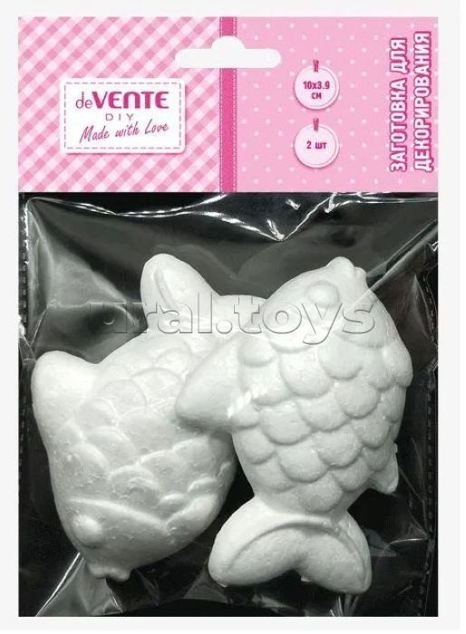 Заготовка для декорирования "Diy Рыбки" из пенополистирола, 100x39 мм, 2 шт, в пластиковом пакете с подвесом