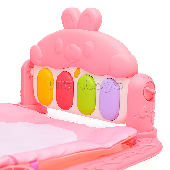 Коврик развивающий "Розовый зайка" с пианино, в коробке