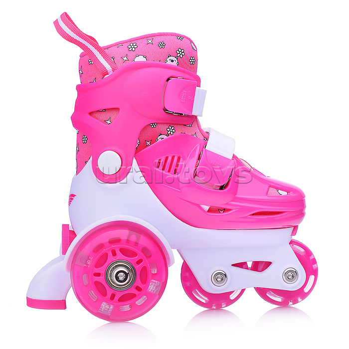 Ролики детские размер S, розово-белые