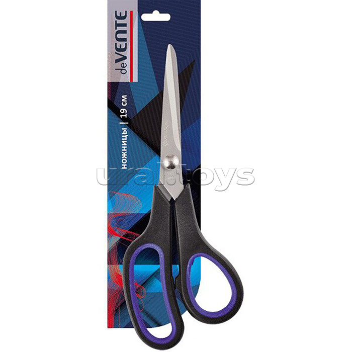 Ножницы канцелярские "Titanium" 19 см, лезвия из нержавеющей стали с титановым покрытием, двухцветные прорезиненные кольца, в картонном блистере Ножницы канцелярские "Titanium" 19 см, лезвия из нержавеющей стали с титановым покрытием, двухцветные прорезиненные кольца, в картонном блистере