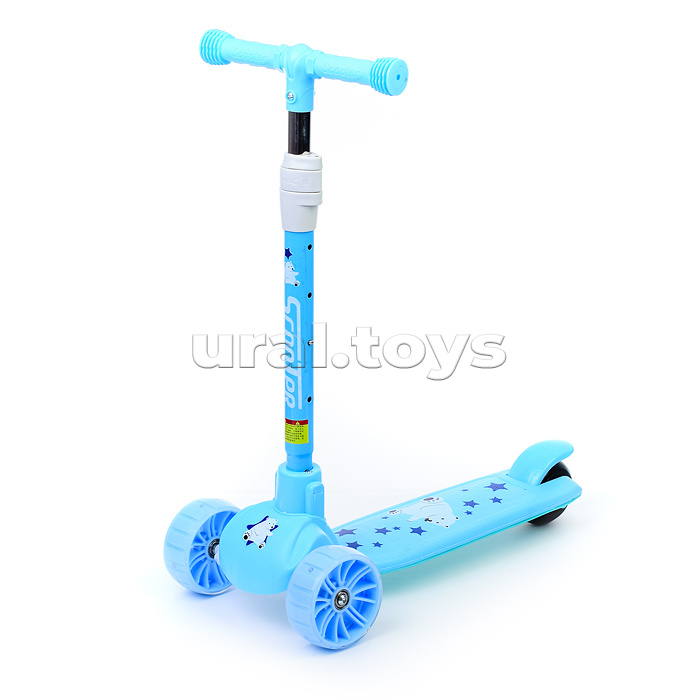 Самокат 3-х кол., голубой, PU, ABEC 7, в коробке