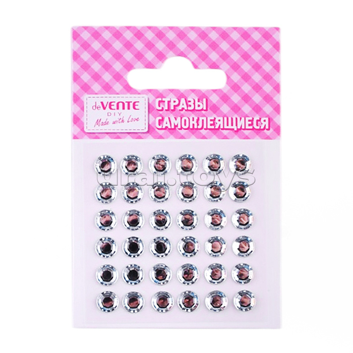 Стразы акриловые самоклеящиеся "deVENTE. DIY Iridescent Geometric" 36 шт (6 -10 мм) круглые, серебристые, карточка 65x65 мм, в пластиковом пакете с блистерным подвесом