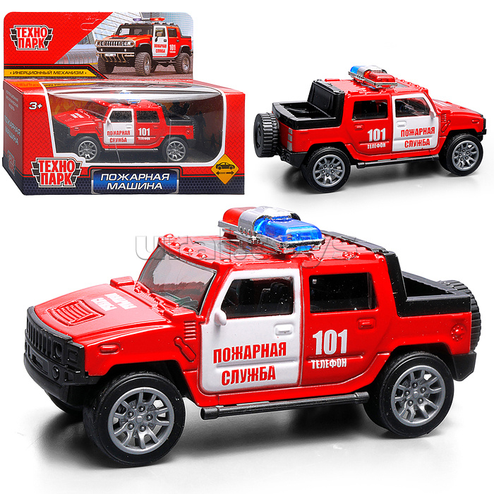 Машина металл Внедорожник "Пожарная машина" 11 см. инерц., в коробке