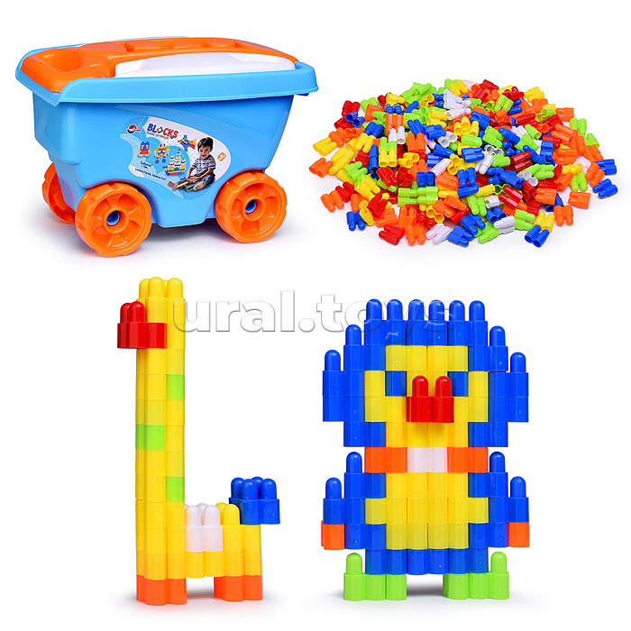 Конструктор "Веселая тележка" цвет синий (320 дет.)