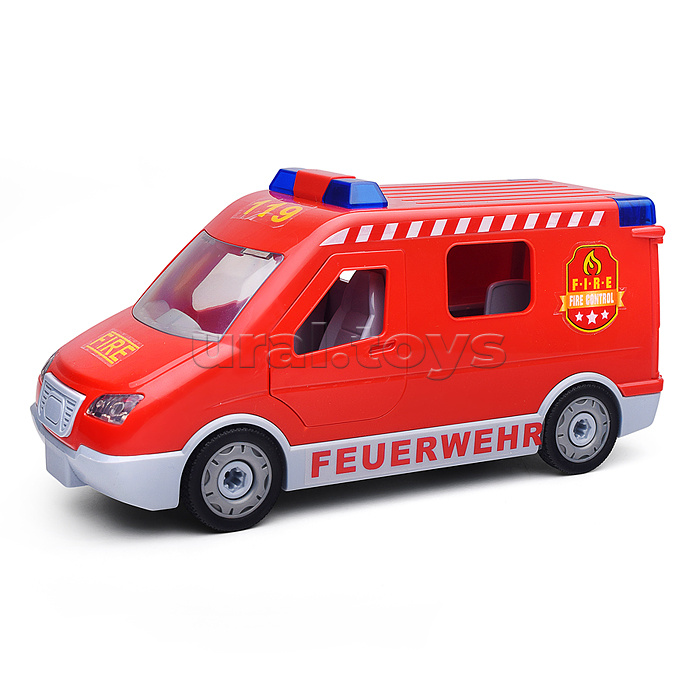 Конструктор "Пожарная Машина" с отверткой (свет,звук) в коробке