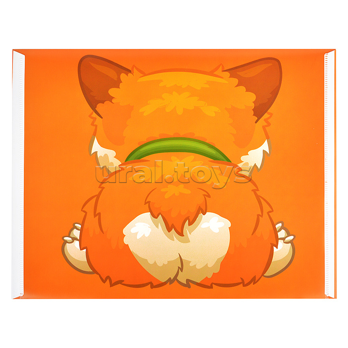 Папка-конверт на кнопке А4, пластик, "Корги" 180 мкм, двусторонняя печать