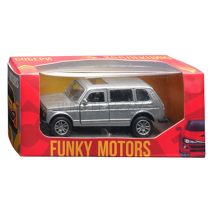 Серебристая инерционная машинка вид А die-cast , 1:32