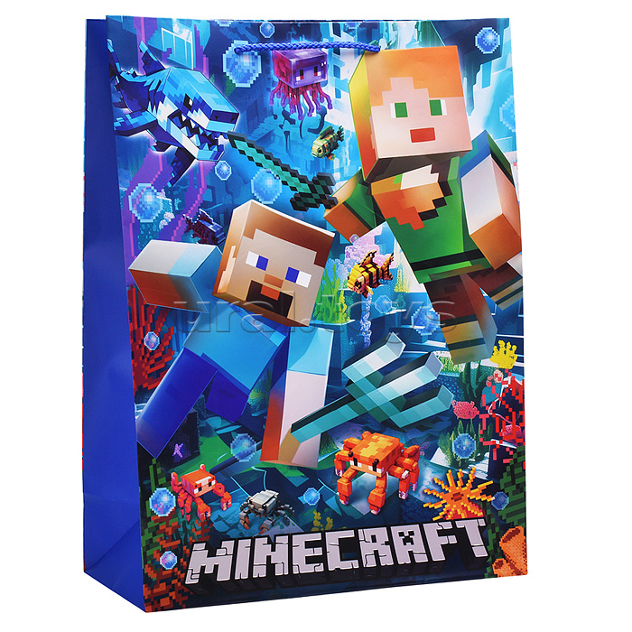 Пакет подарочный матовый "Пиксели в море" XL