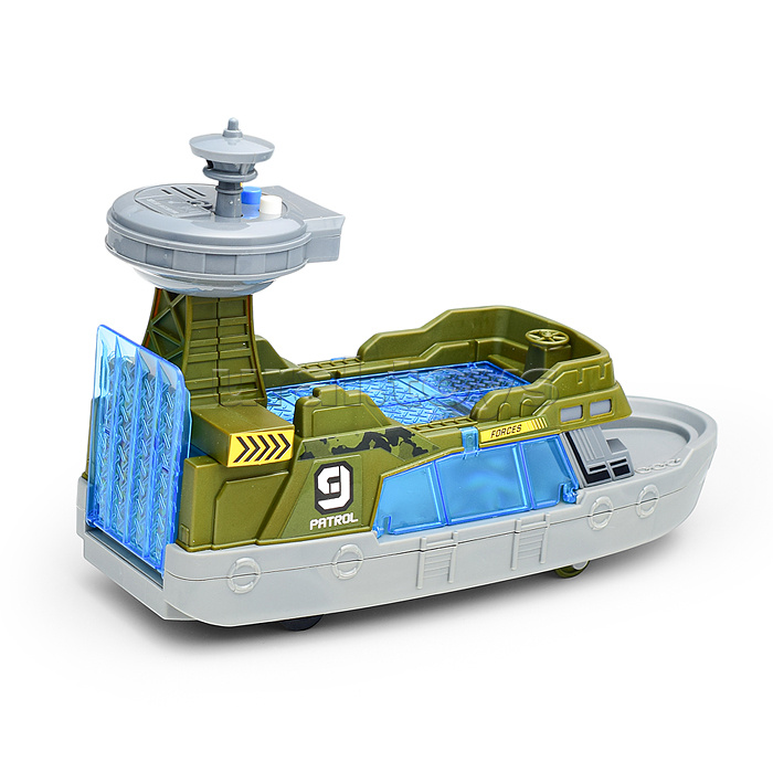 Катер "Военный патруль" с машинами, в коробке