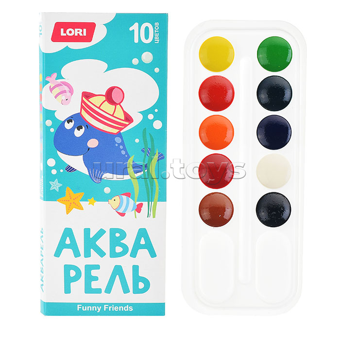 Акварель 10 цветов, Funny Friends, б/к
