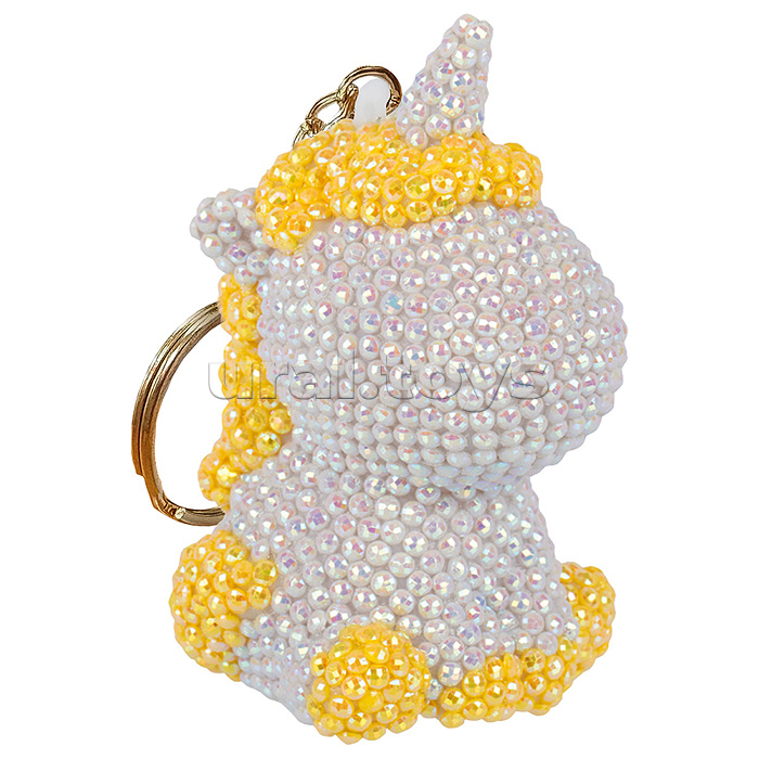 Кристальная (алмазная) мозаика брелок 5х8 "Серебристая единорожка"