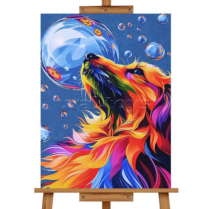 Мозаика алмазная "Красочный пёсик" 30*40см.