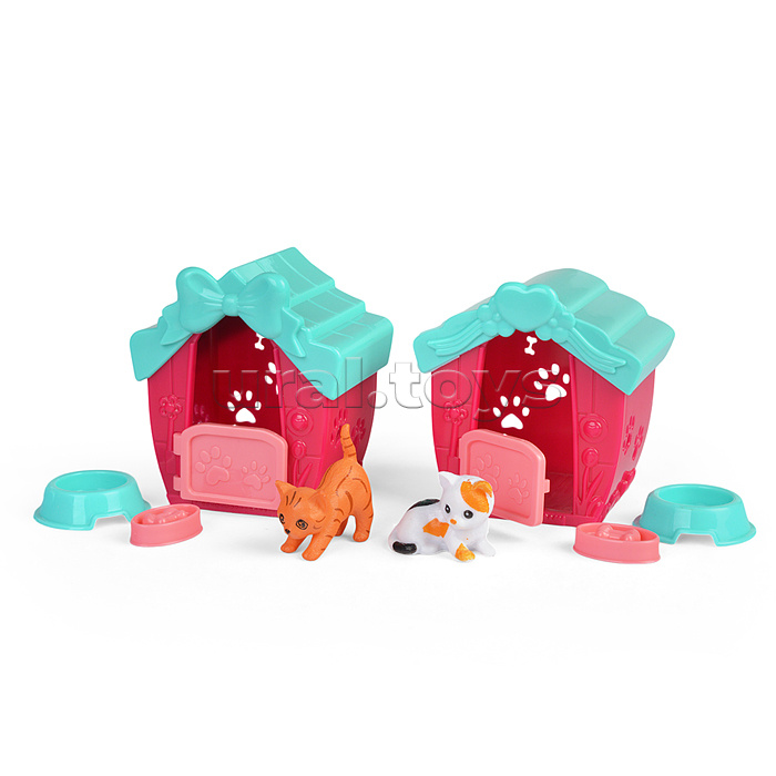 Набор питомцы "Мой котенок" с домиком, в коробке ( в ассортименте)