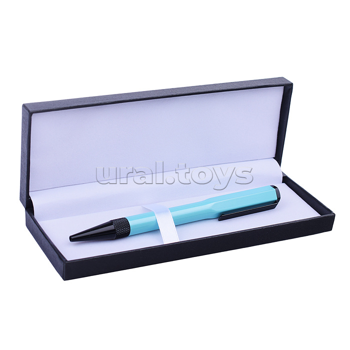 Ручка шариковая с поворотным механизмом SHOT LBL, синяя, пулевидный пиш.узел 0,7 мм, корпус металлический, сменный стержень 99 мм типа Parker,  подарочная упаковка