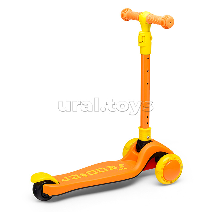 Самокат 3-х. кол., колеса световые PU, желто-оражевый, в коробке