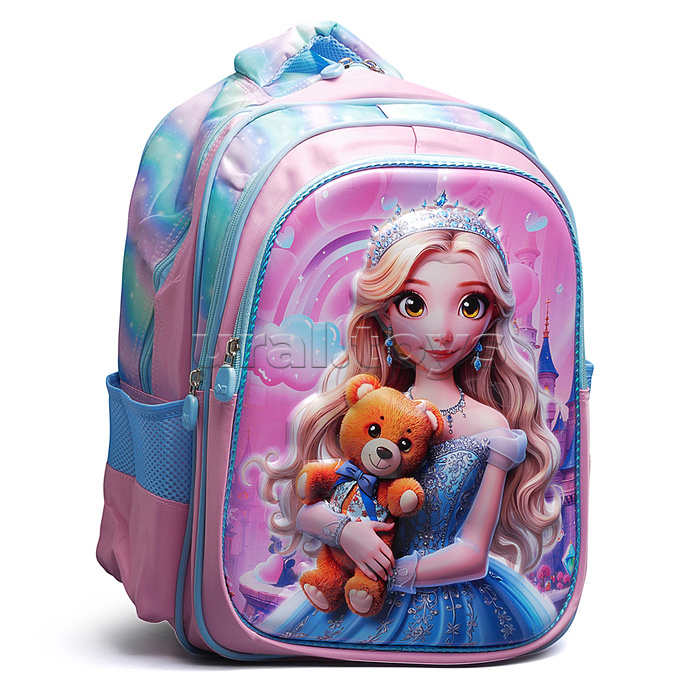 Рюкзак школьный "Принцесса" 41x30x15 см, 3 отделения, 2 кармана, уплотненная спинка, ОПП-упаковка