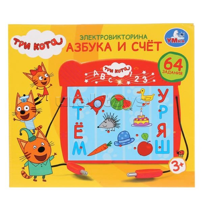 Электровикторина Три кота азбука и счет, 64 задания