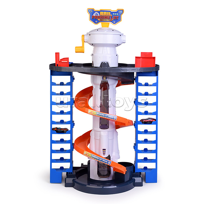 Парковка "Мега-паркинг" 6 металлических машин в наборе, (свет, звук) в коробке