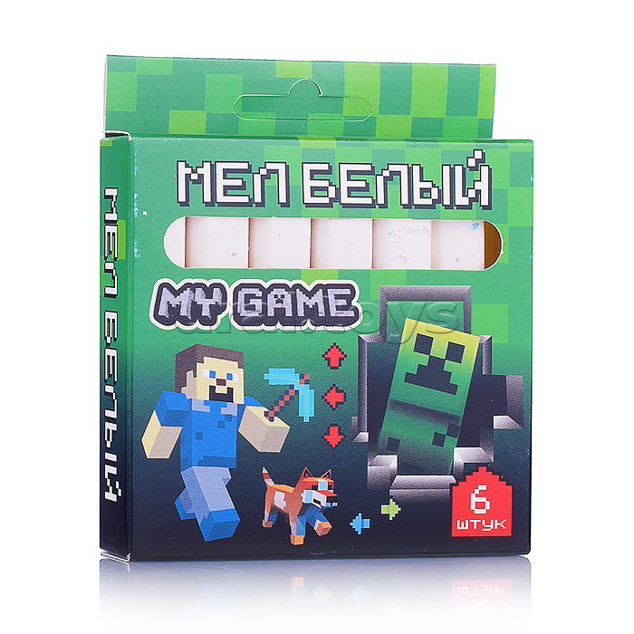 Мел белый My Game, 6 шт в картонной упаковке с европодвесом
