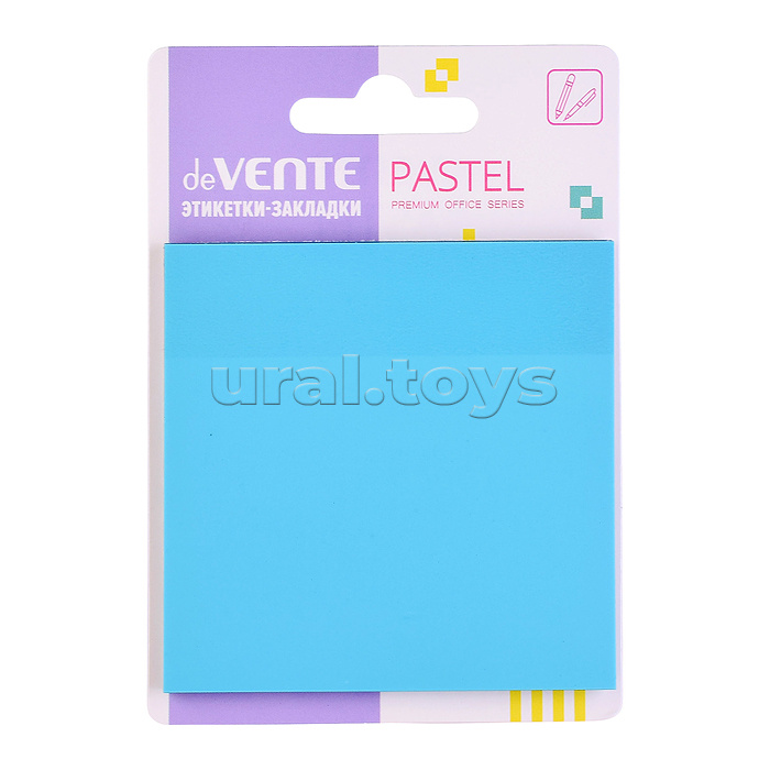 Самоклеящиеся этикетки-закладки "Pastel" пластиковые полупрозрачные, 76x76 мм, 50 листов, голубые