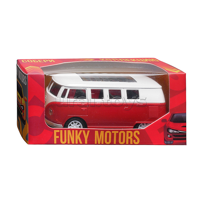 Бордовый инерционный микроавтобус die-cast, 1:32