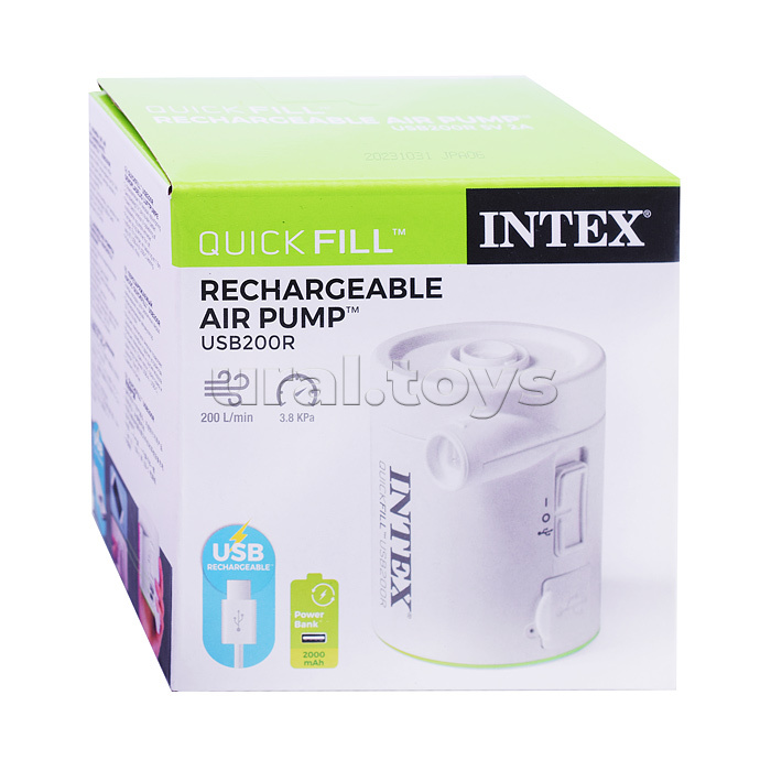 Насос электрический USB + аккумулятор Intex 5V / 2 насадки / 66637 INTEX