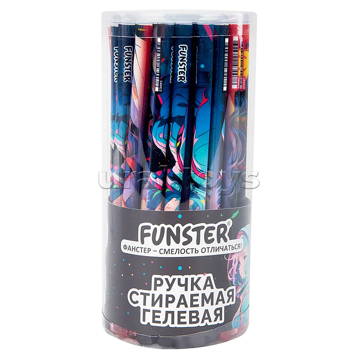 Ручка стираемая гелевая с принтом "Funster" "Anime", синяя, корпус ассорти, игольчатый наконечник 0,5 мм, линия 0,35 мм