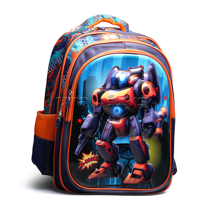 Рюкзак школьный "Робот" 41x30x15 см, 3 отделения, 2 кармана, уплотненная спинка, ОПП-упаковка