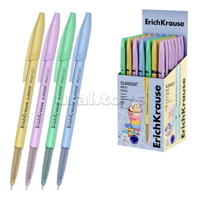 Ручка шариковая Slender® Stick Milky 0.7, Super Glide Technology, цвет чернил синий (в коробке по 50 шт.)