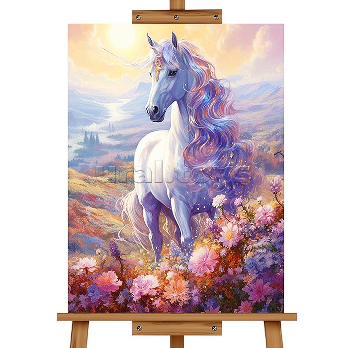 Мозаика алмазная "Единорог в поле" 40*50см.