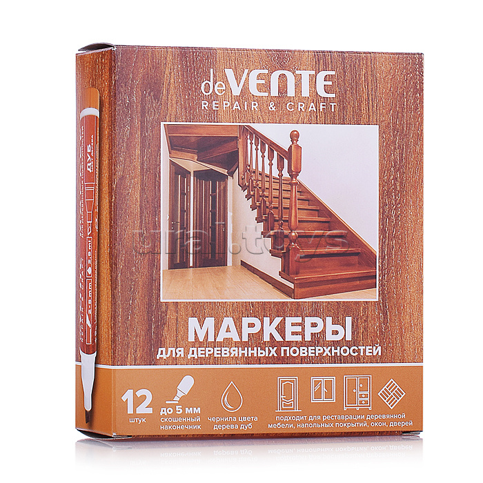 Маркер для деревянных поверхностей "Repair" круглый корпус, скошенный наконечник, ширина линии письма 1-5 мм, цвет - дуб