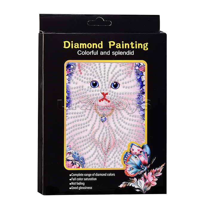 Мозаика алмазная "Белый котёночек" 15*20см